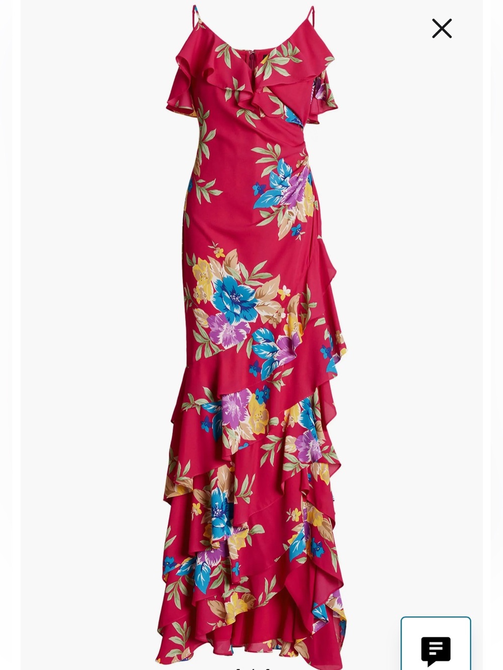 Lauren Ralph Lauren Floral Ruffle High-Low Gown NWT